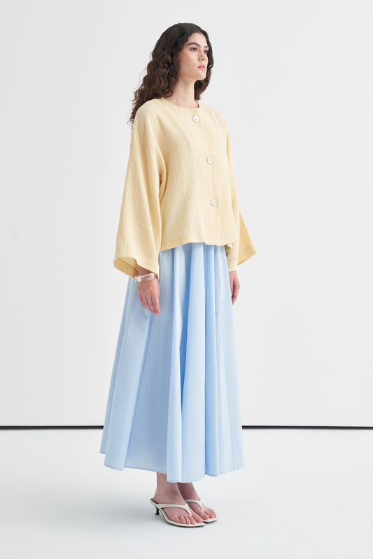 Cara Mother-of-Pearl Buttoned Muslin Jacket Butter