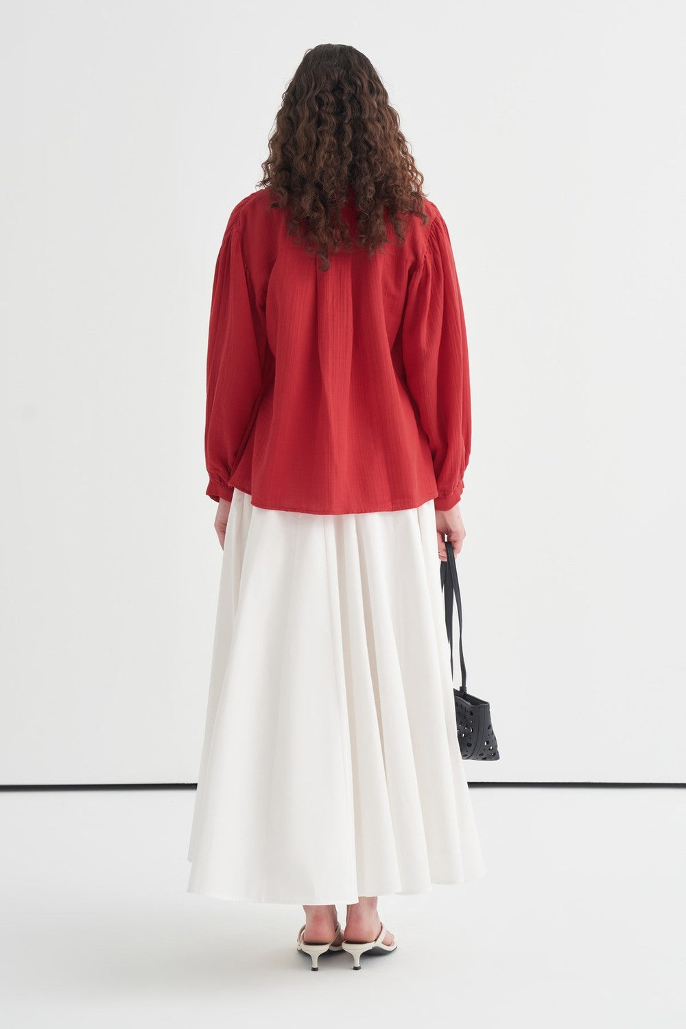 August Mandarin Collar Muslin Shirt Butter