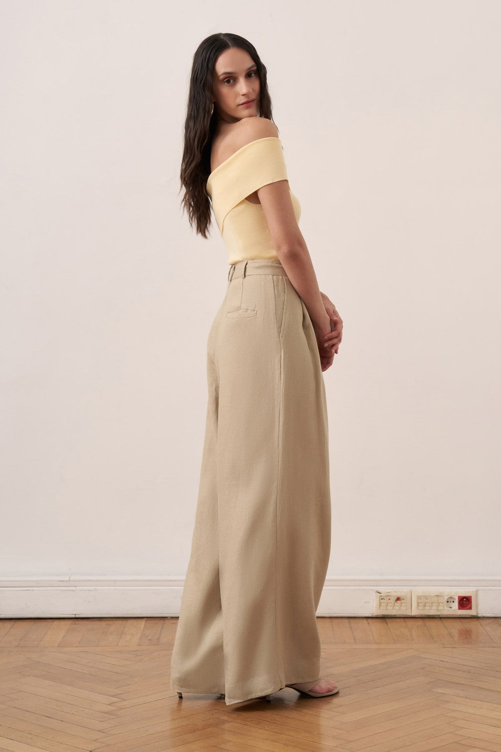 Camille Geniş Paça Keten Pantolon
