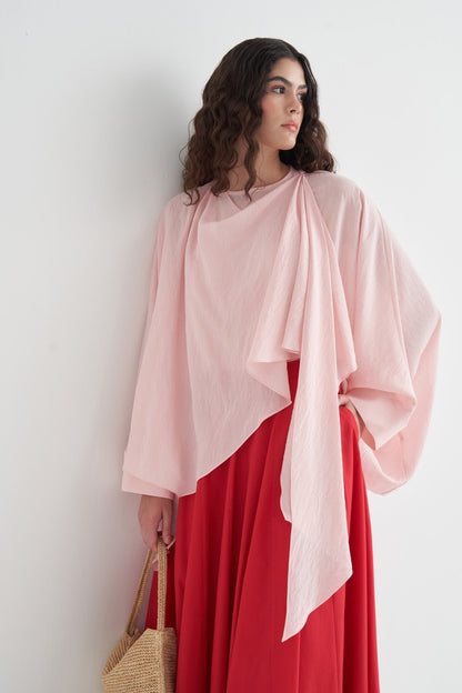 Luce Blouse with Shawl Detail, Soft Pink