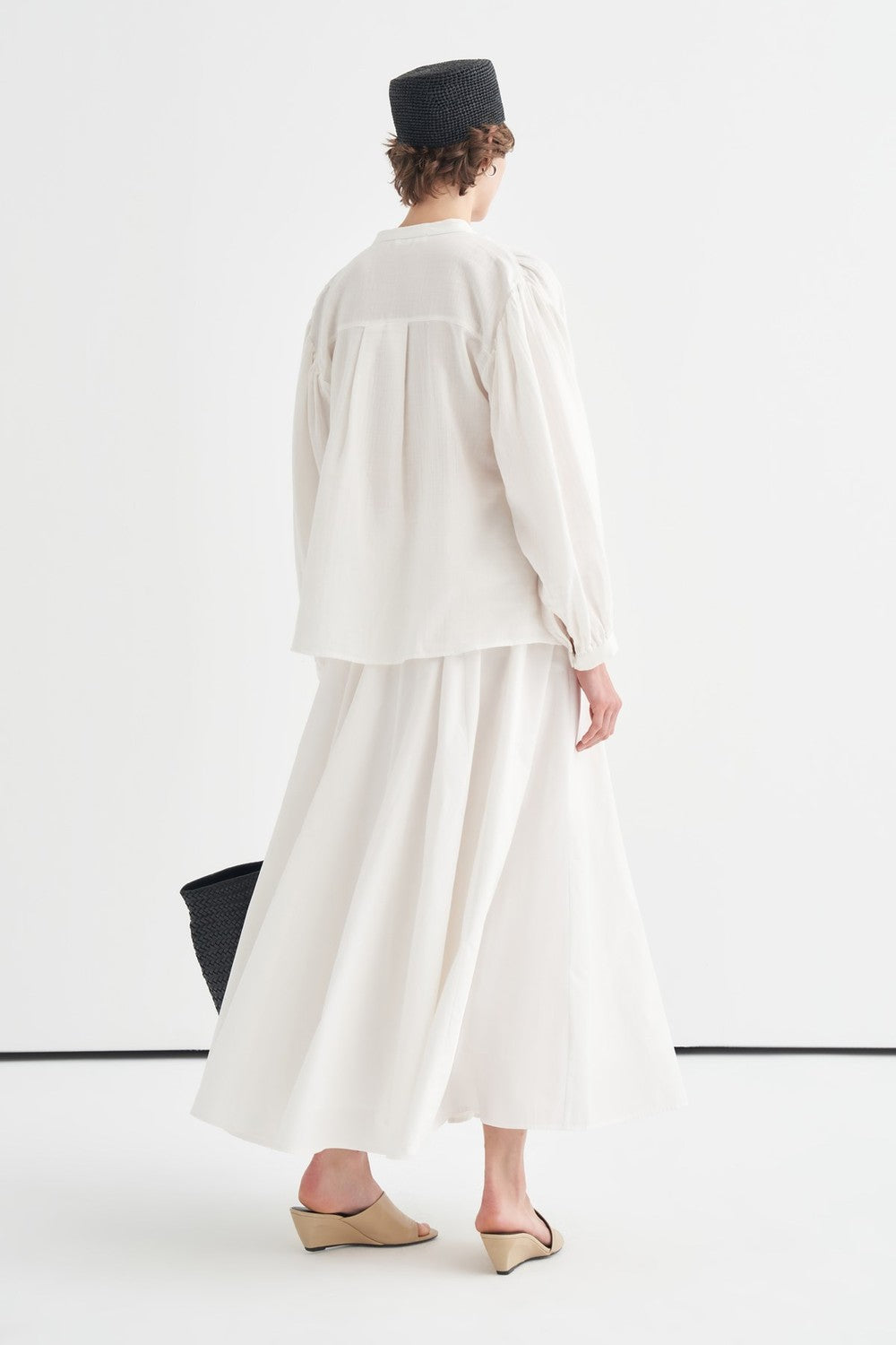 August Mandarin Collar Muslin Shirt Butter