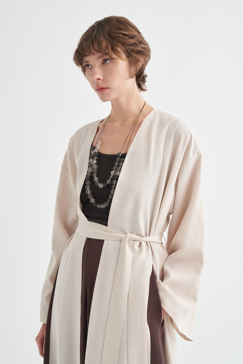 Daria Kimono with Slit Detail, Khaki