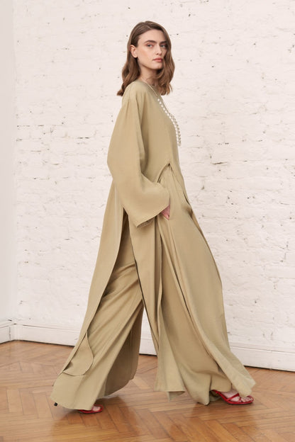 Kheesa Modal Blouse with Slit Detail, Green