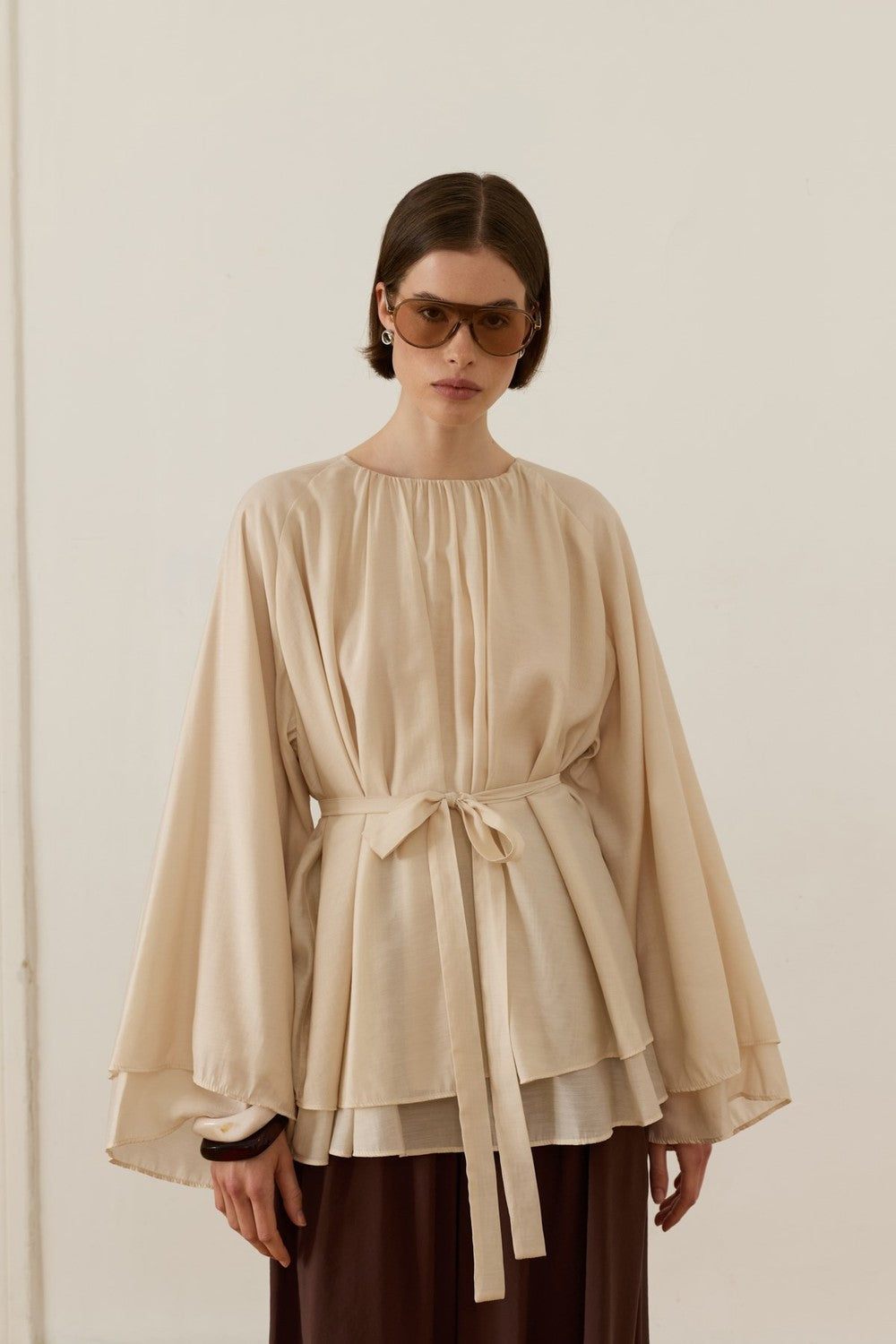 Medisa Draped Blouse White