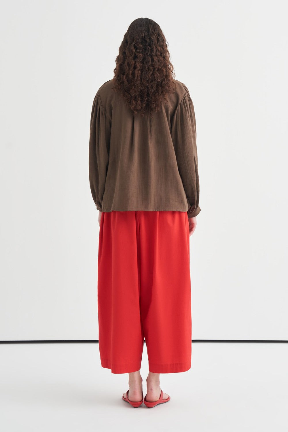 August Mandarin Collar Muslin Shirt Butter