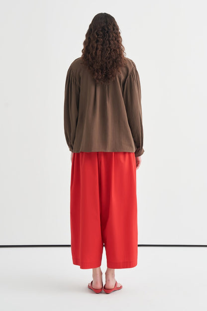 August Mandarin Collar Muslin Shirt Butter