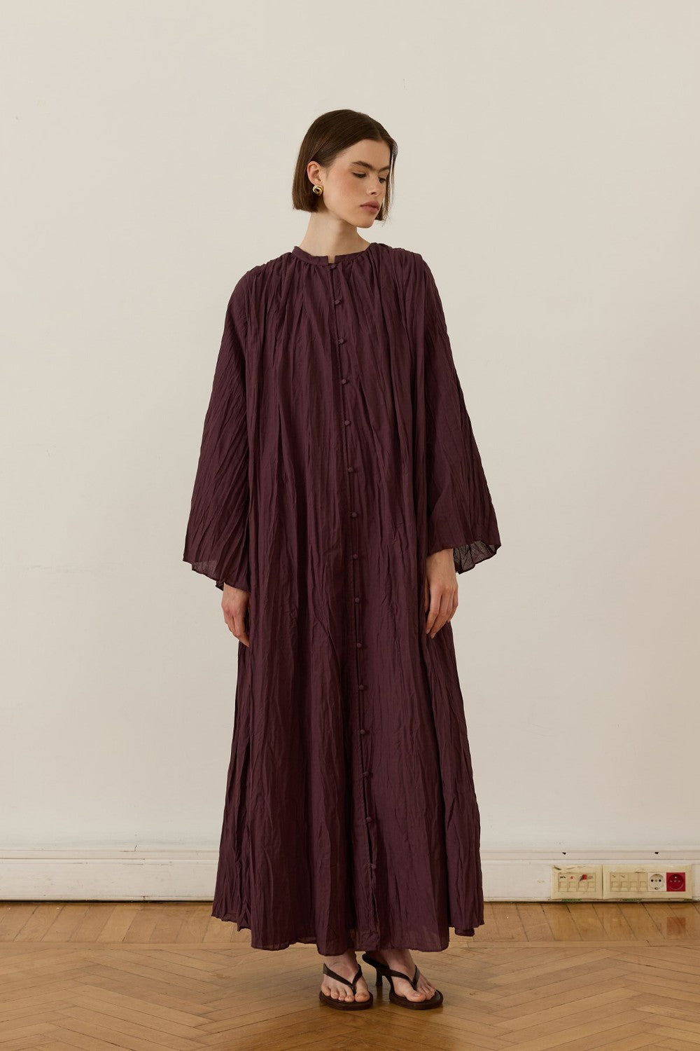 Noemi Crush Voile Dress, Plum