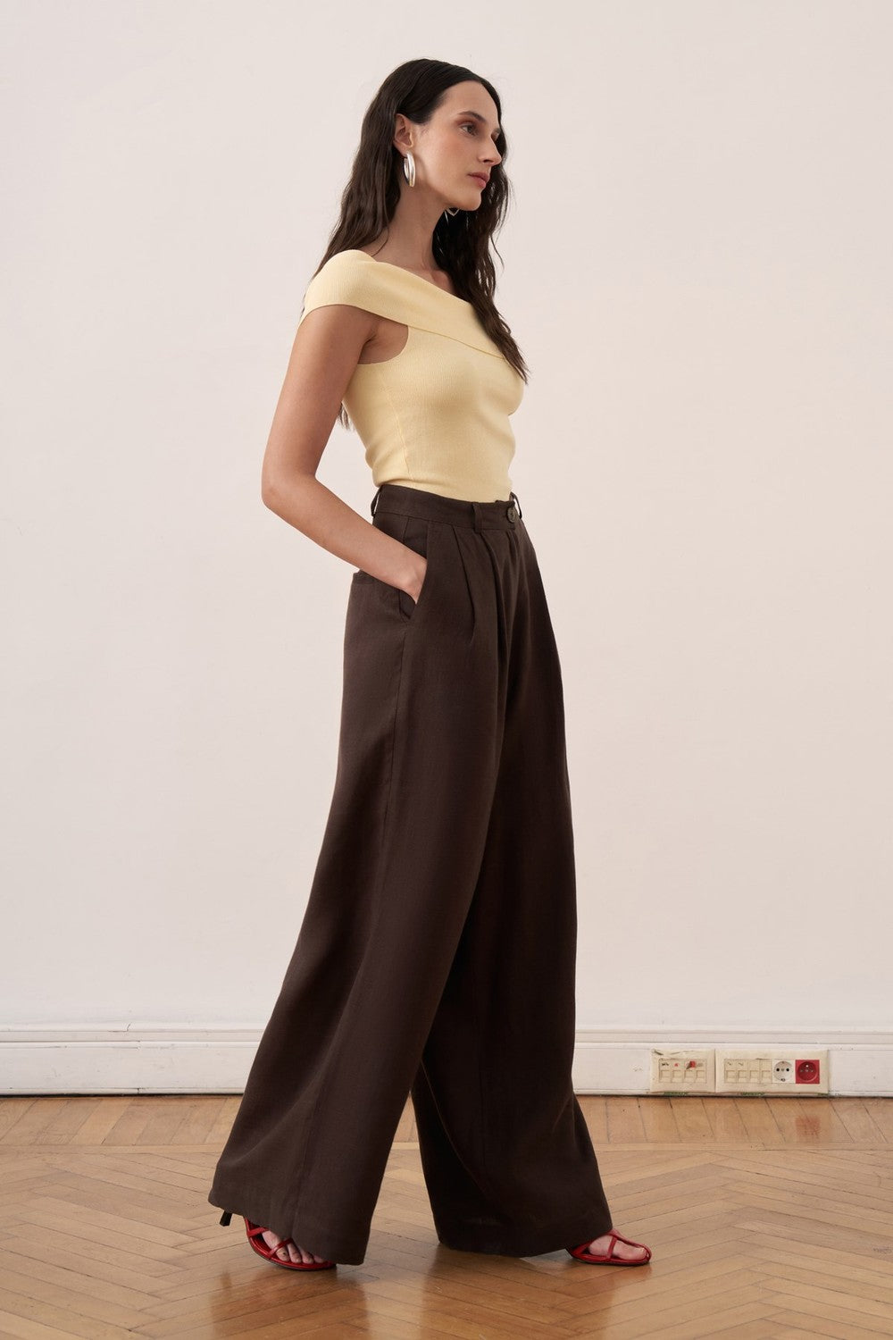 Camille Geniş Paça Keten Pantolon