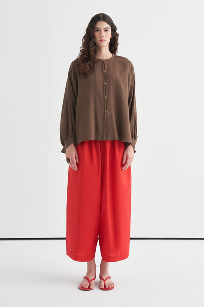 Isola Draped Muslin Shirt Dark Brown