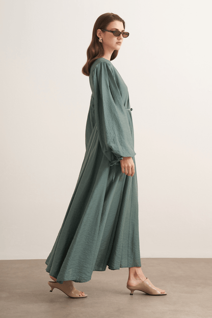Jasmine Kup Dikişli Uzun Elbise Olive