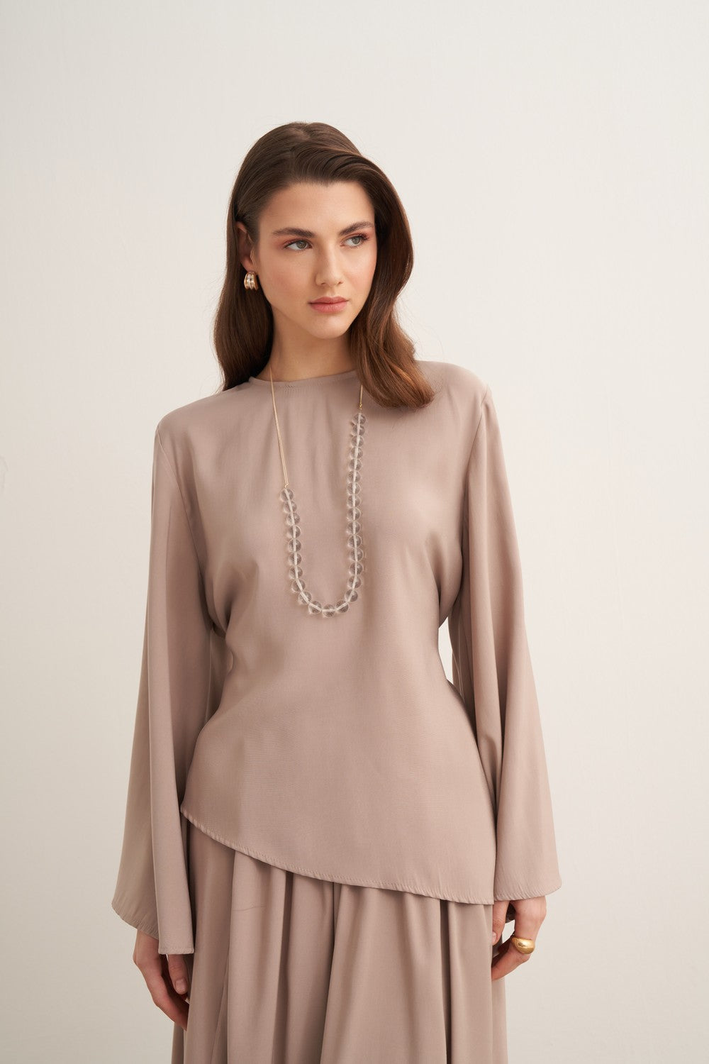 Raya Cupra Suit with Detailed Skirt, Dark Brown