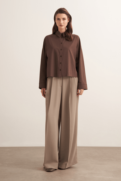 Felice Dropped Sleeve Poplin Shirt Burgundy