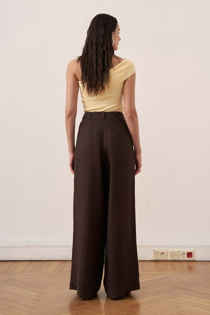 Camille Geniş Paça Keten Pantolon