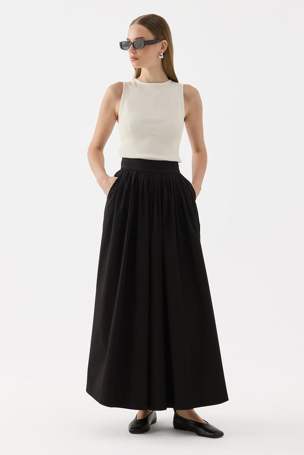Fever Pleated Skirt Khaki