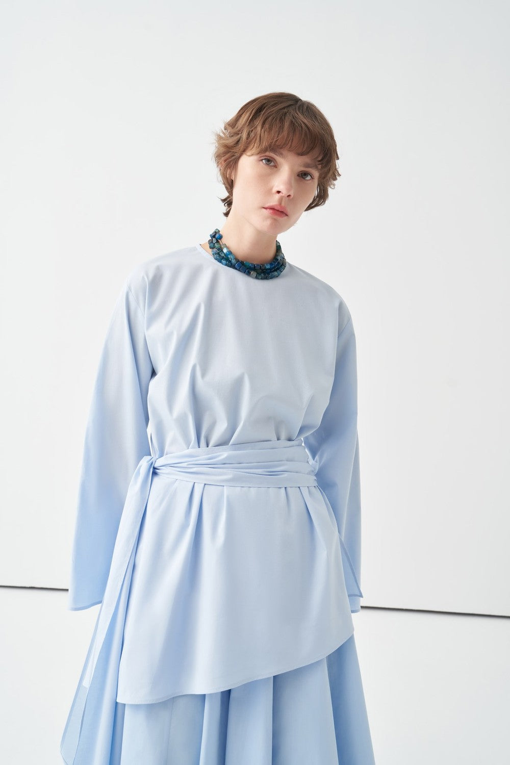Fabia Belt Detail Poplin Blouse White