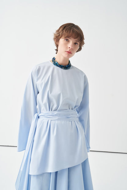 Fabia Belt Detail Poplin Blouse White
