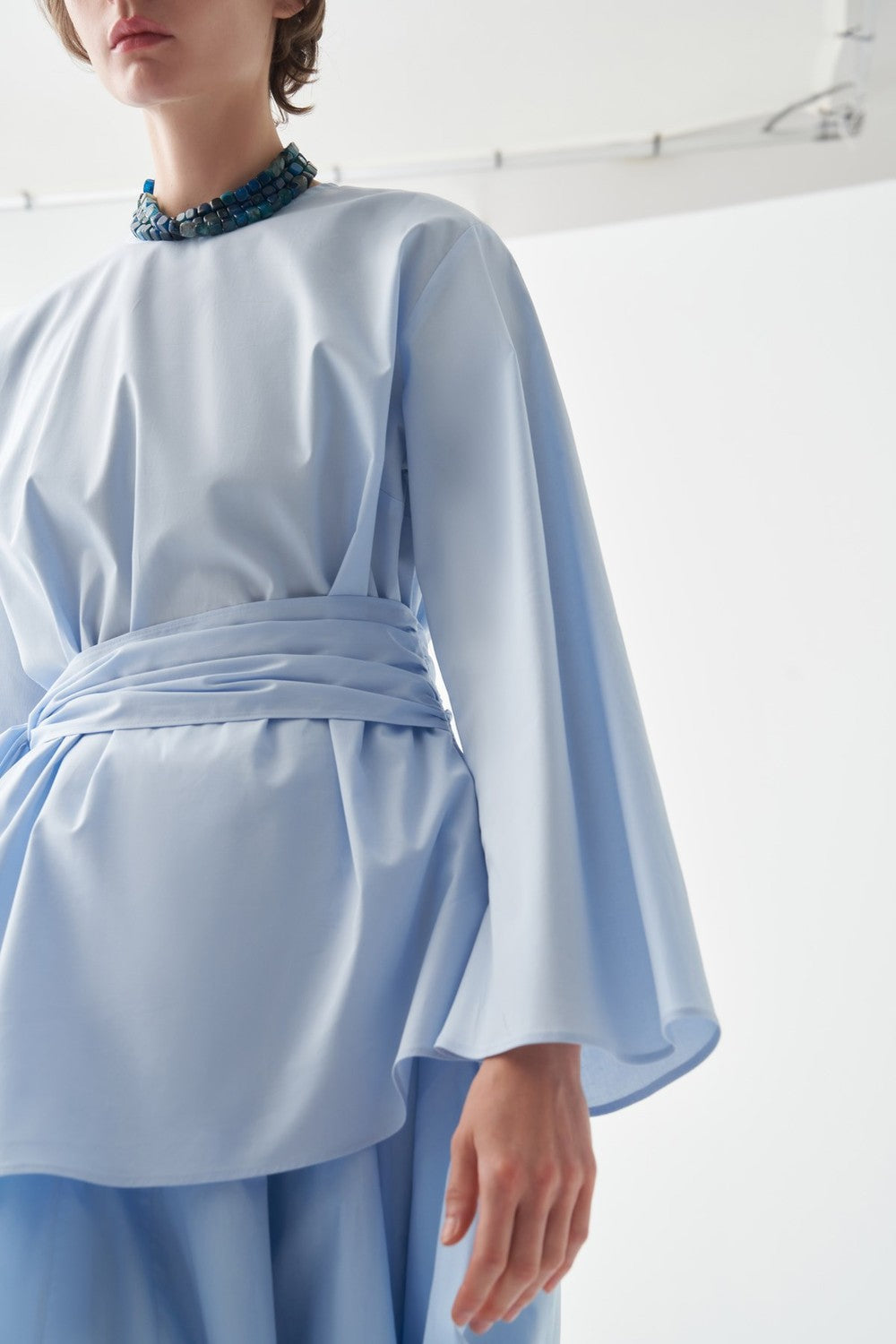 Fabia Belt Detail Poplin Blouse White