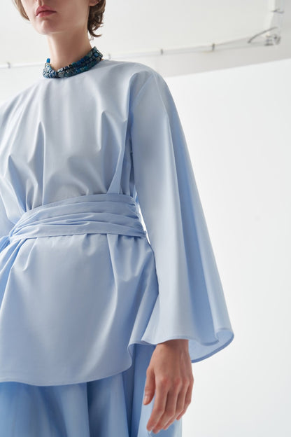 Fabia Belt Detail Poplin Blouse White