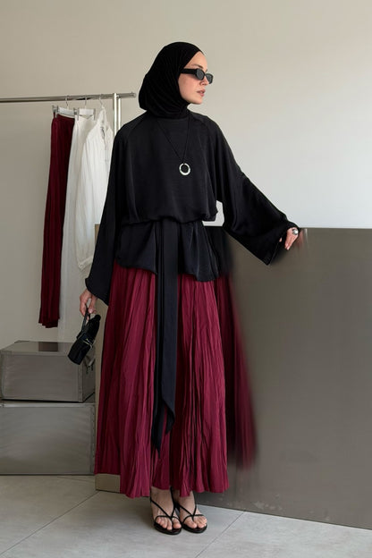 Crush Skirt Burgundy