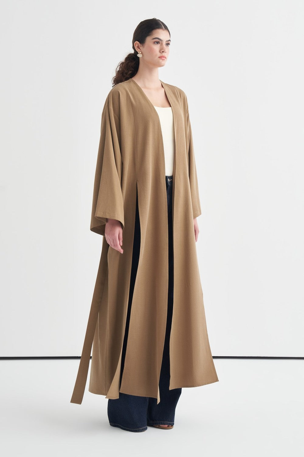 Daria Kimono with Slit Detail, Khaki
