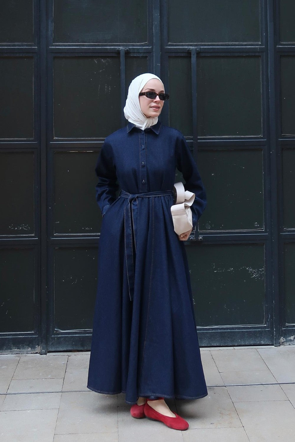 Nayra Denim Dress Navy Blue