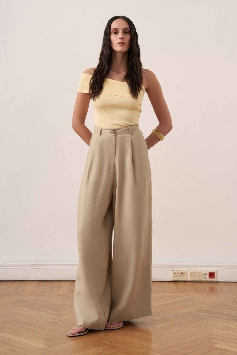 Camille Geniş Paça Keten Pantolon