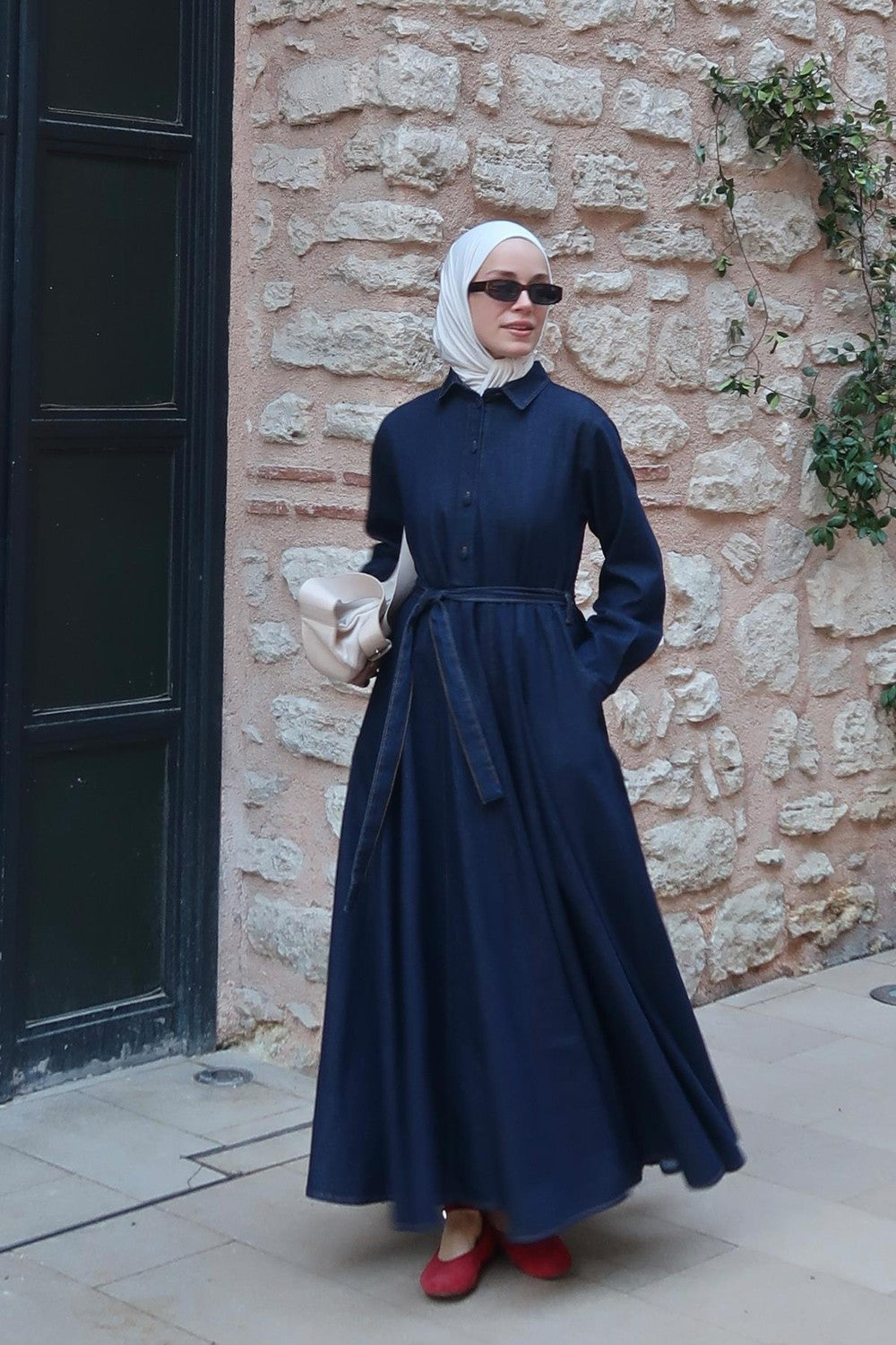 Nayra Denim Dress Navy Blue