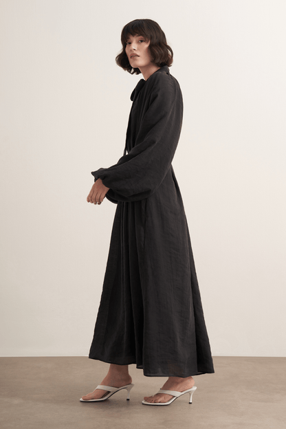 Samira Scarf Collar Draped Dress Olive