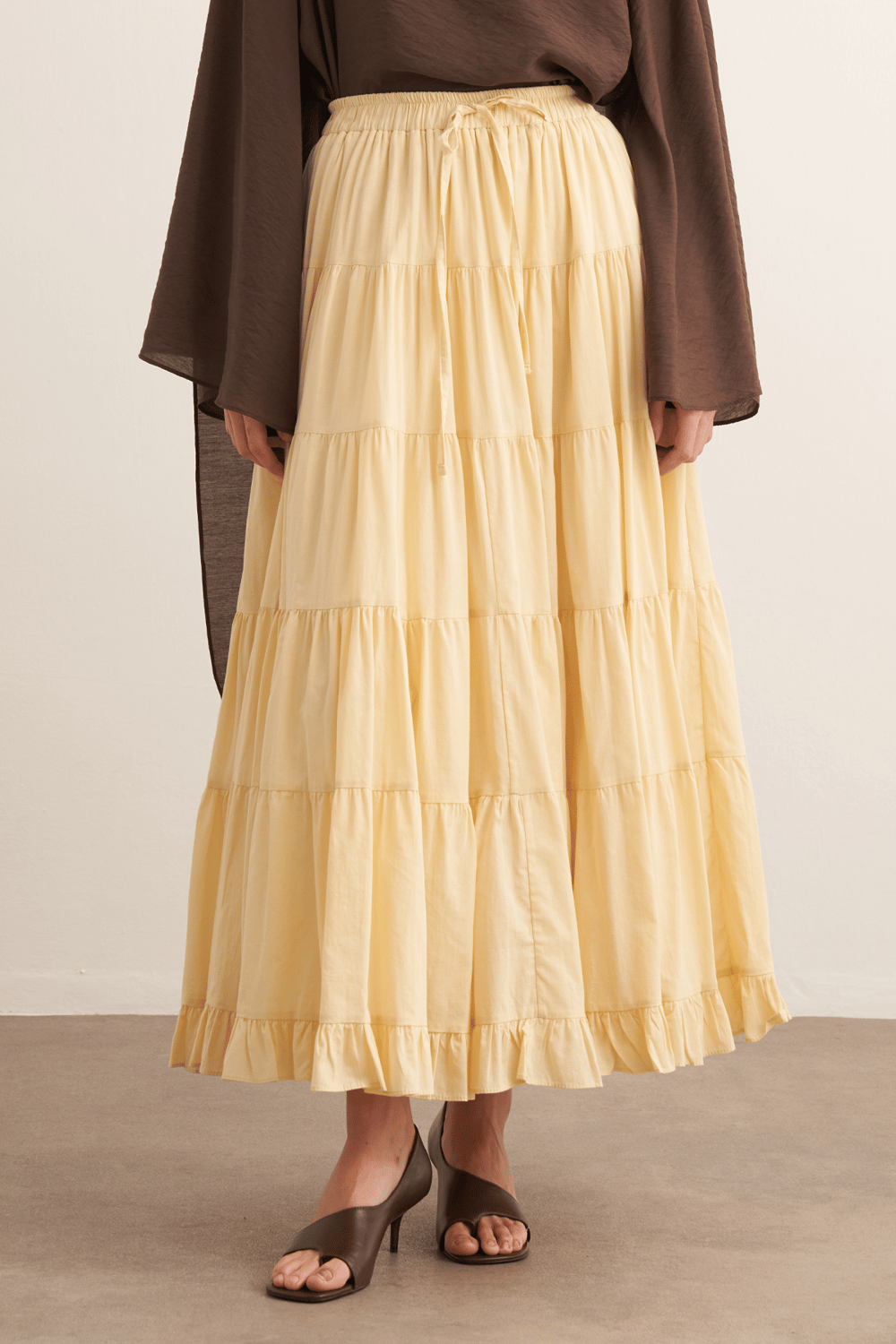 Ruth Layered Voile Long Skirt Mink