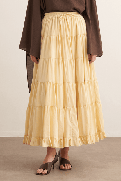 Ruth Layered Voile Long Skirt Mink