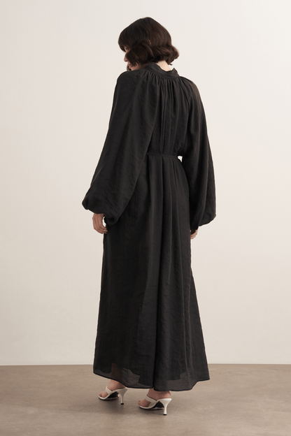 Samira Scarf Collar Draped Dress Olive