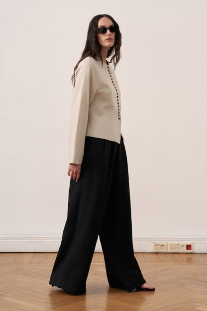 Capri Buttoned Linen Jacket Olive