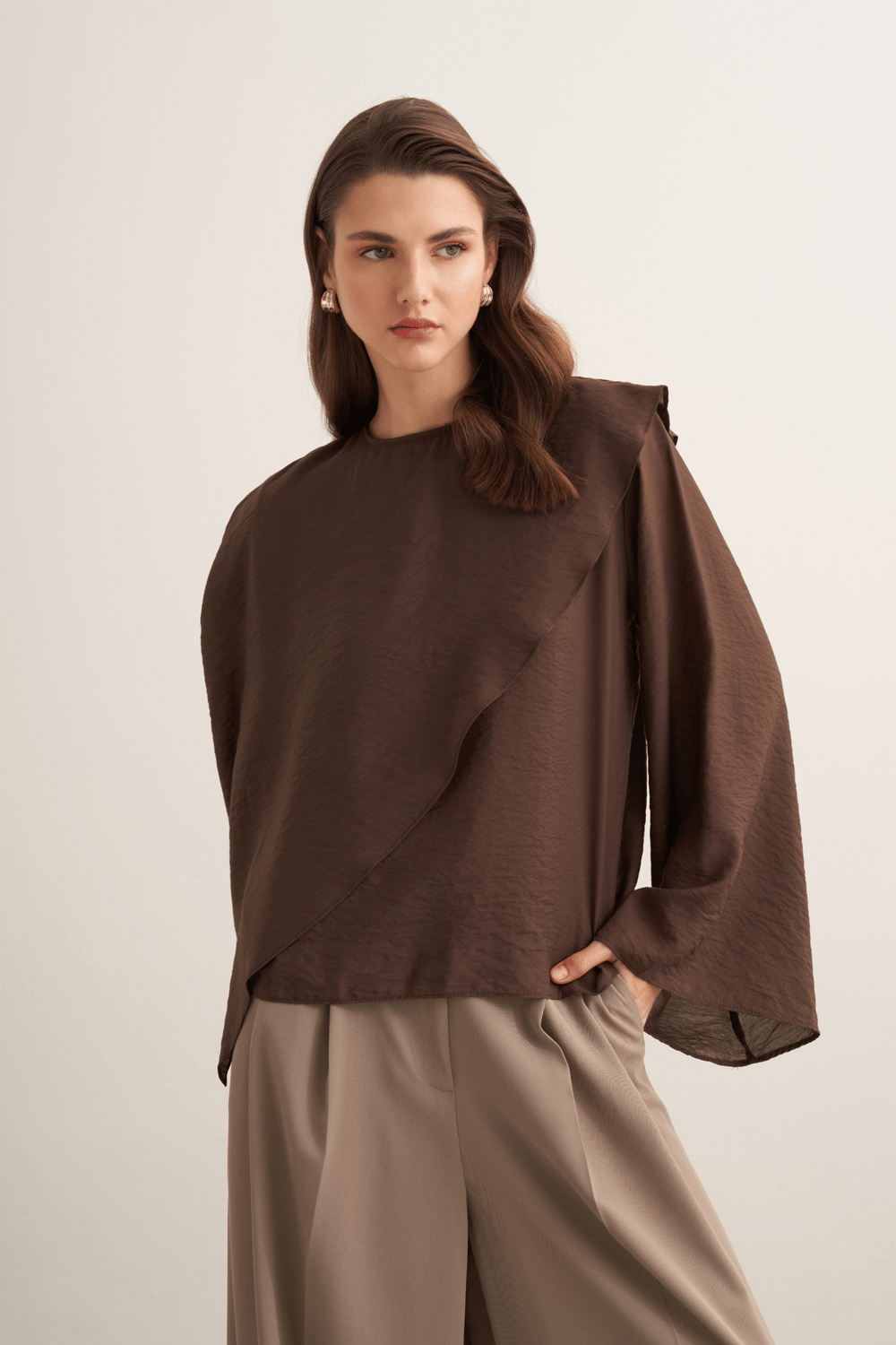 Soraya Cape Effect Blouse Butter