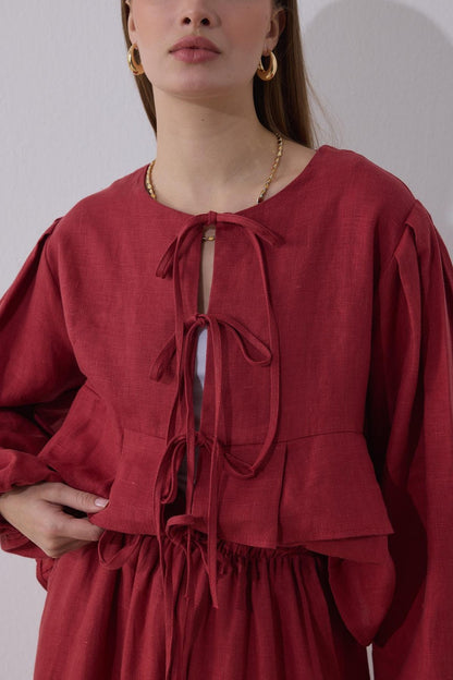 Costa Linen Blouse, Mink