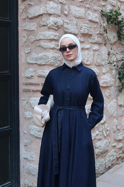 Nayra Denim Dress Navy Blue