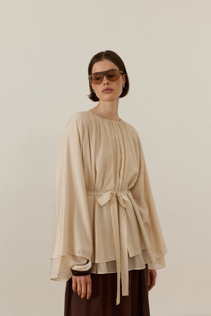 Medisa Draped Blouse White