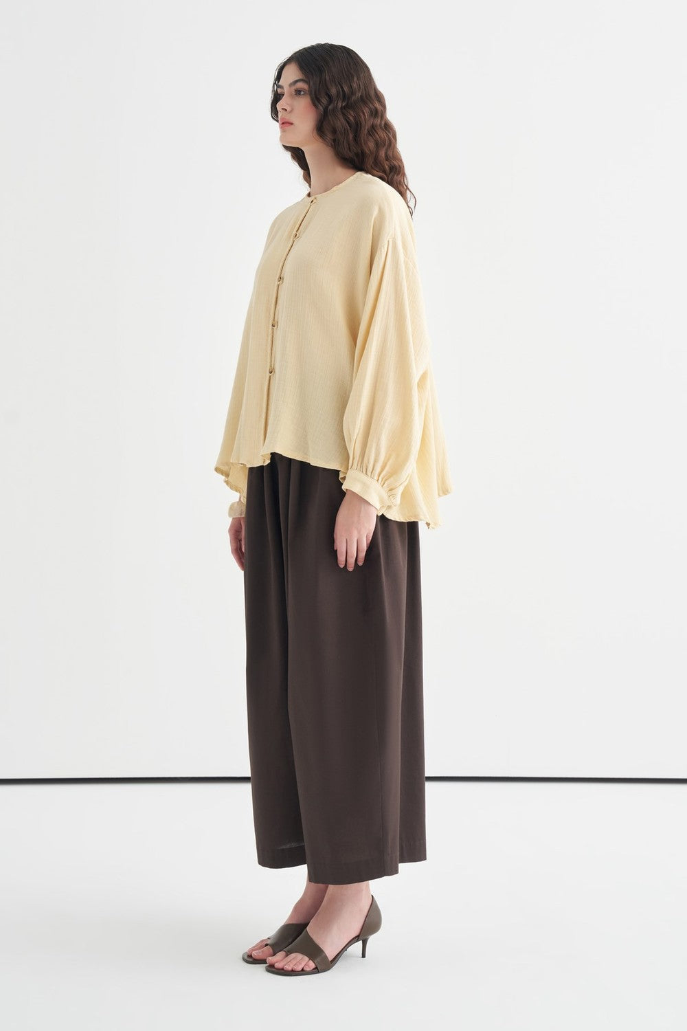 Isola Draped Muslin Shirt Dark Brown