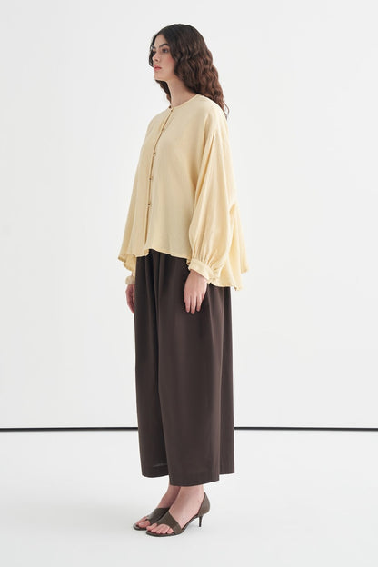 Isola Draped Muslin Shirt Dark Brown