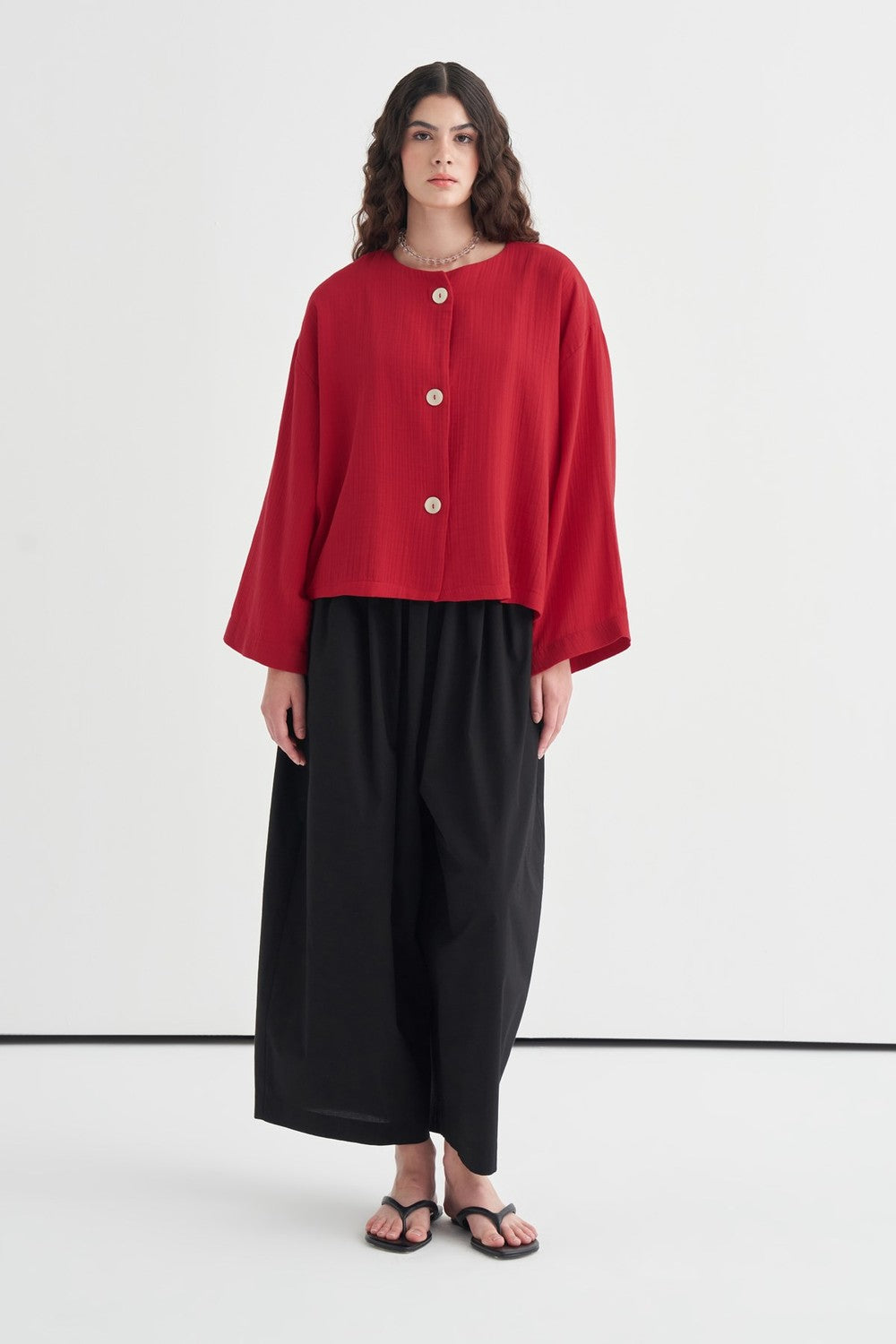 Cara Mother-of-Pearl Buttoned Muslin Jacket Butter