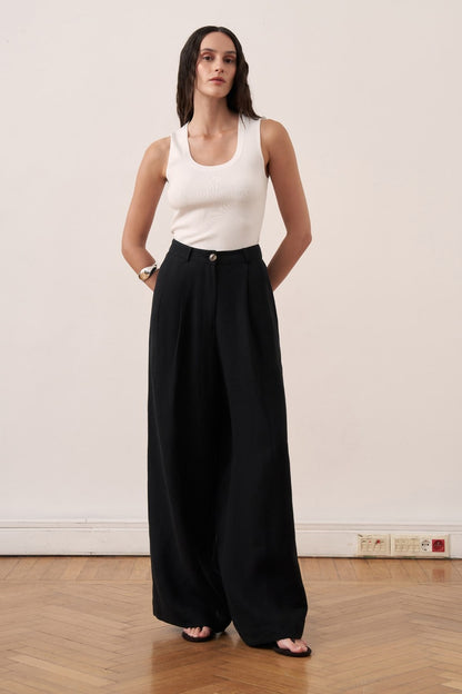 Camille Geniş Paça Keten Pantolon