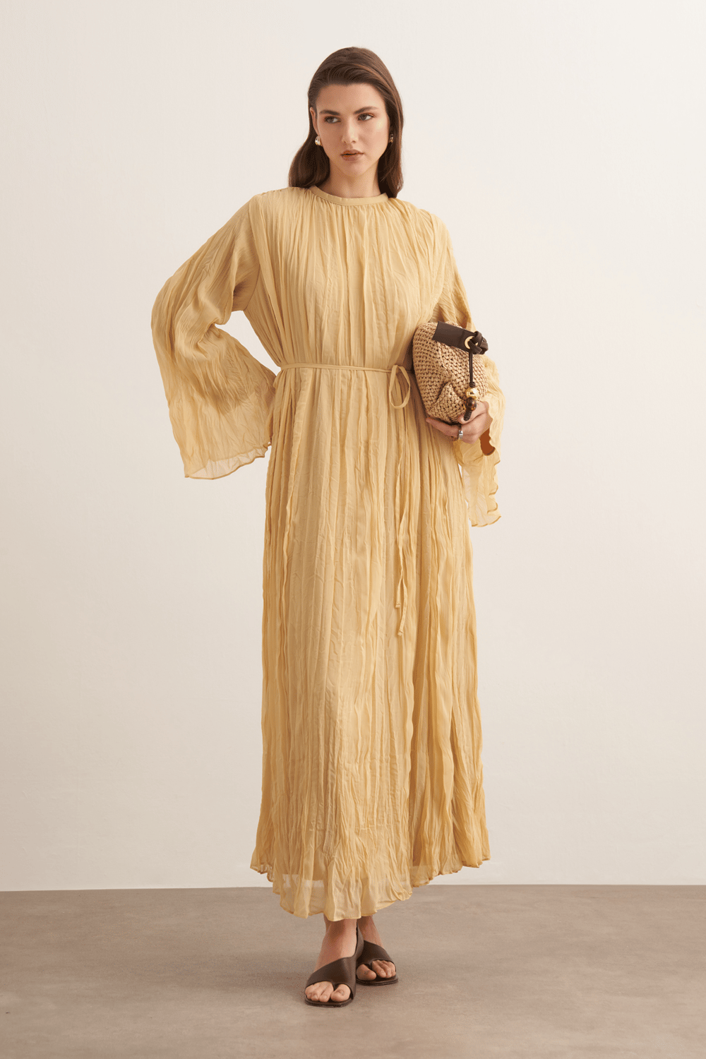 Fouzia Crush Chiffon Dress Cinnamon