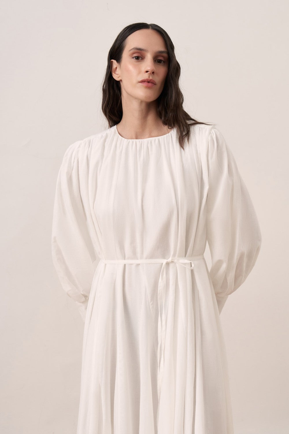 Shirin Voile Long Dress Dark Brown