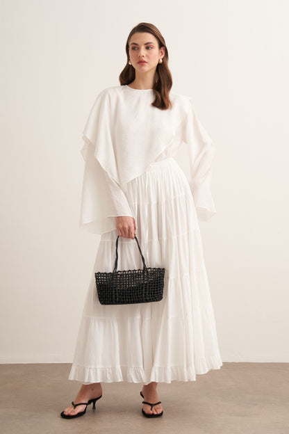 Ruth Layered Voile Long Skirt Mink