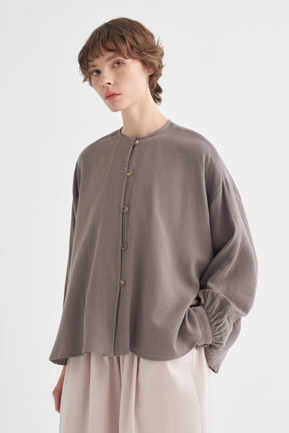Isola Draped Muslin Shirt Dark Brown