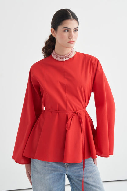 Marsella Ruffled Poplin Blouse Dark Brown