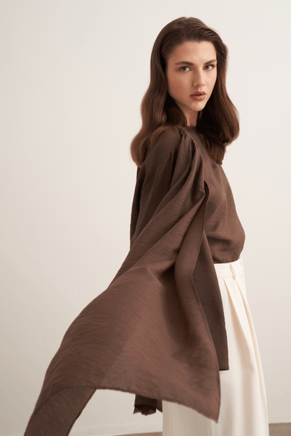 Nova Şal Form Bluz Olive