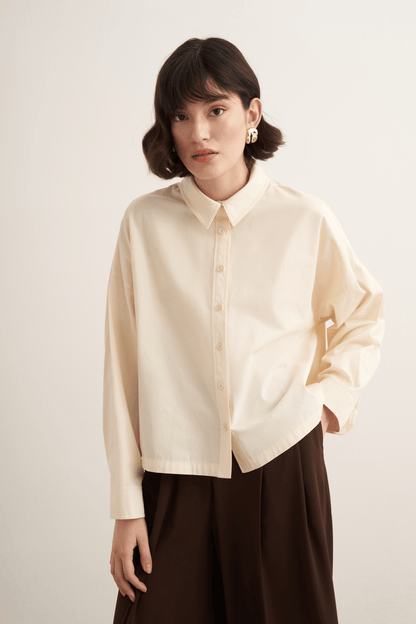 Felice Dropped Sleeve Poplin Shirt Burgundy