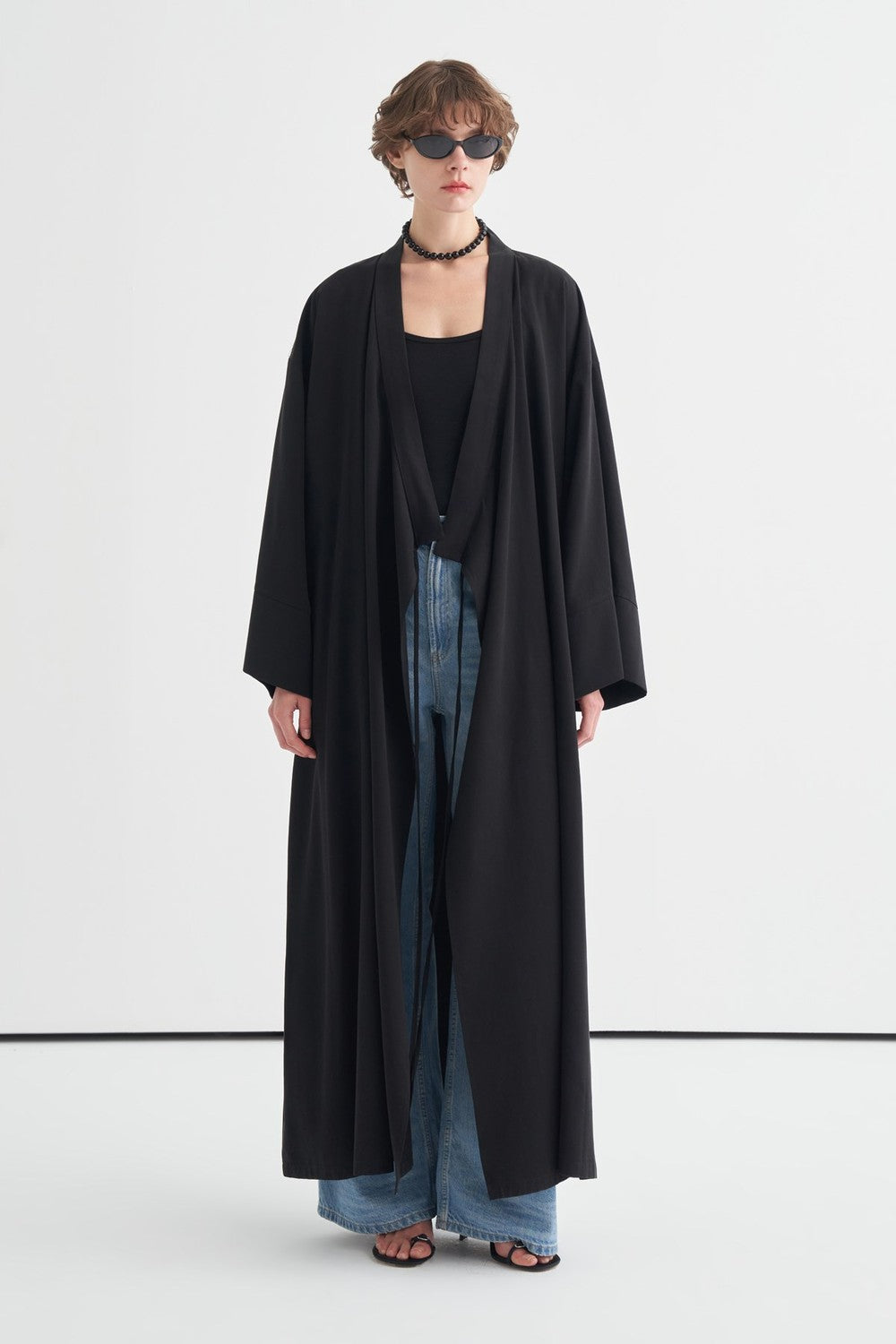 Carmen Tie-Detail Kimono, Black