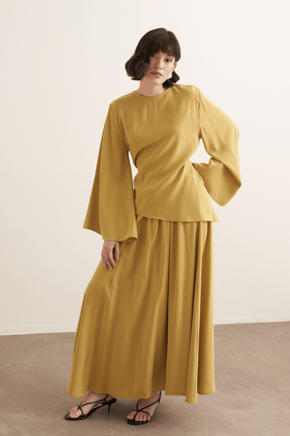 Raya Cupra Suit with Detailed Skirt, Dark Brown