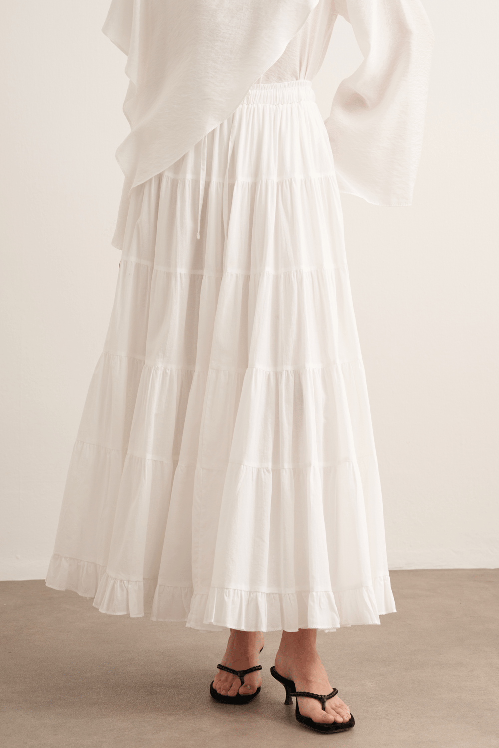 Ruth Layered Voile Long Skirt Mink